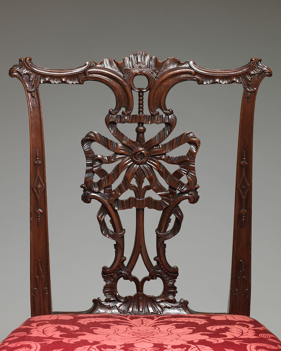 Side chair, Mahogany, modern damask, British