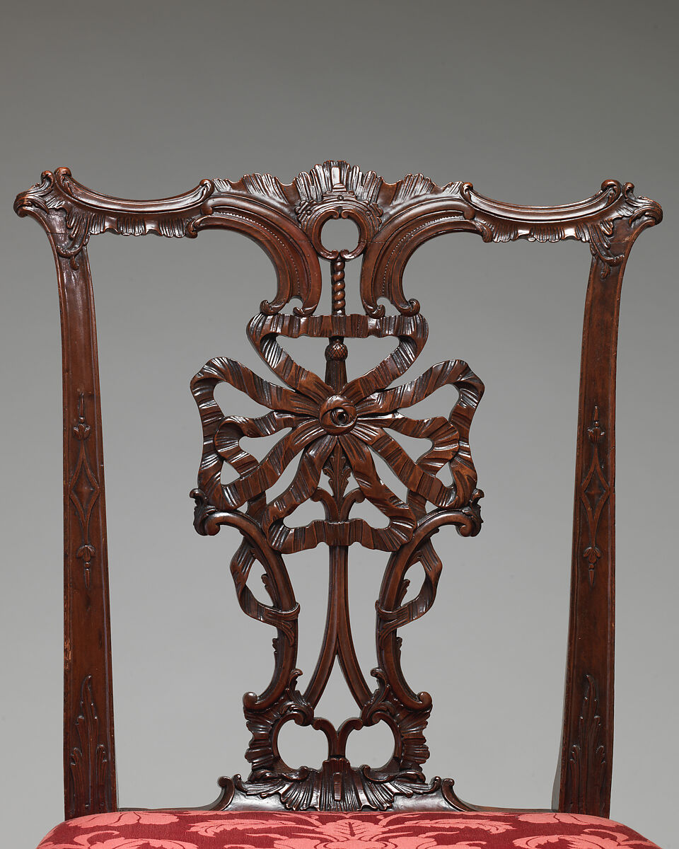 Side chair, Mahogany, modern damask, British