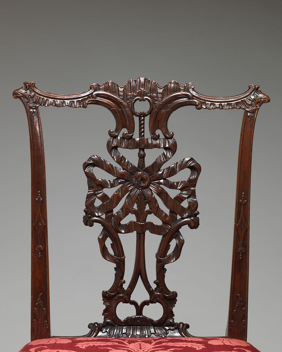 Side chair, Mahogany, modern damask, British