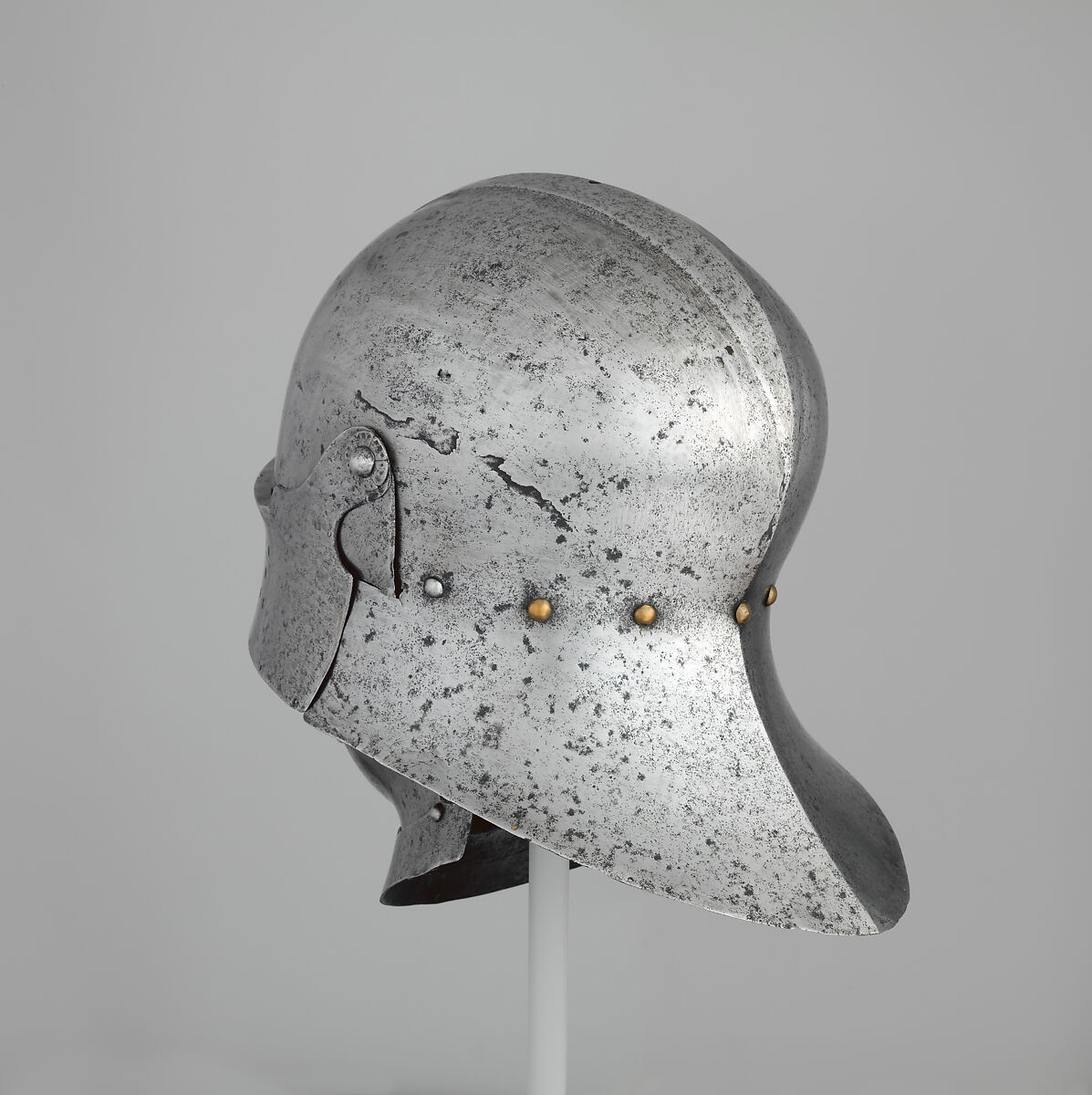 Sallet of Emperor Maximilian I (1459–1519), Attributed to Lorenz Helmschmid (German, Augsburg, ca. 1445–1516), Steel, copper alloy, gold, German, Augsburg