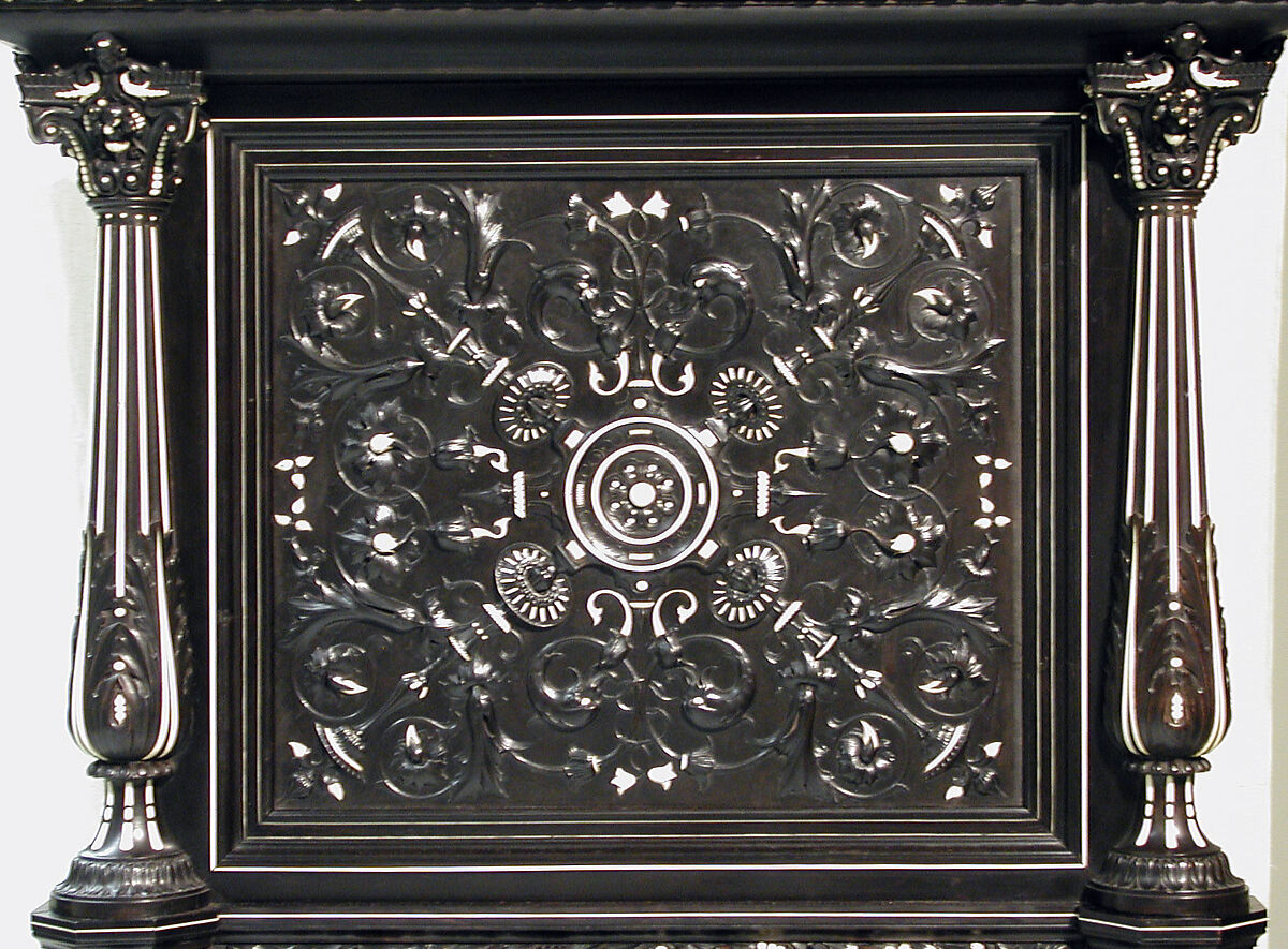 Bookstand, Design attributed to Charles-Auguste Questel (1807–1888), Ebony, ebony veneer, ebonized maple, oak, maple, rosewood, snakewood, ivory, mother-of-pearl; brass hardware and mounts; lined with silk velvet not original to the piece, French, Paris