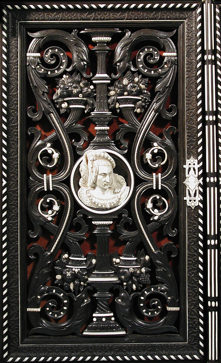 Bookstand, Design attributed to Charles-Auguste Questel (1807–1888), Ebony, ebony veneer, ebonized maple, oak, maple, rosewood, snakewood, ivory, mother-of-pearl; brass hardware and mounts; lined with silk velvet not original to the piece, French, Paris