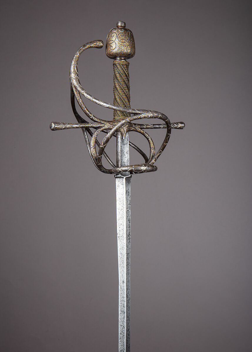Rapier, Steel, gold, silver, brass, wood, Italian