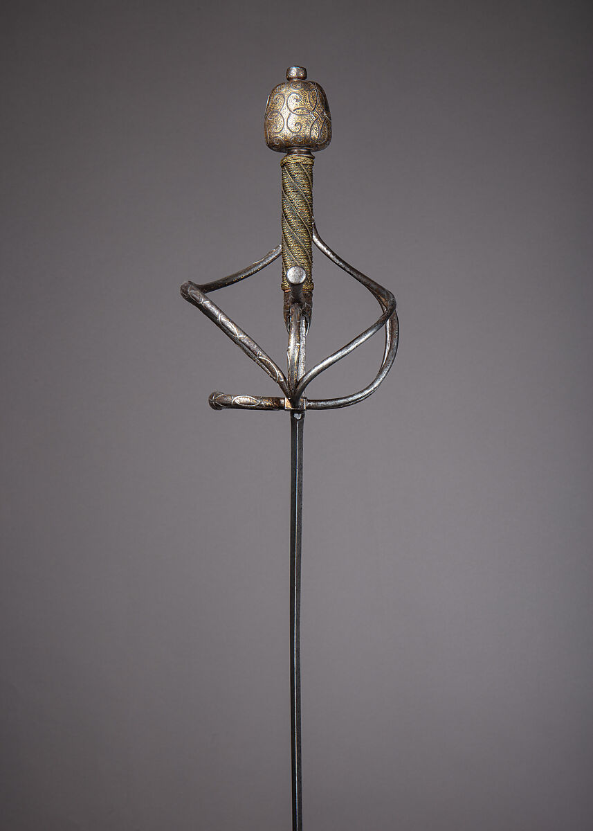 Rapier, Steel, gold, silver, brass, wood, Italian