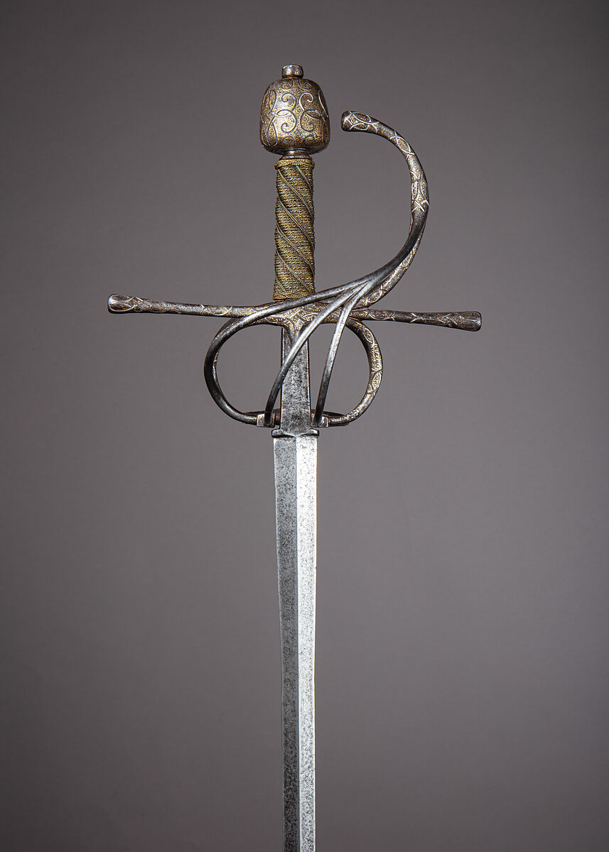 Rapier, Steel, gold, silver, brass, wood, Italian