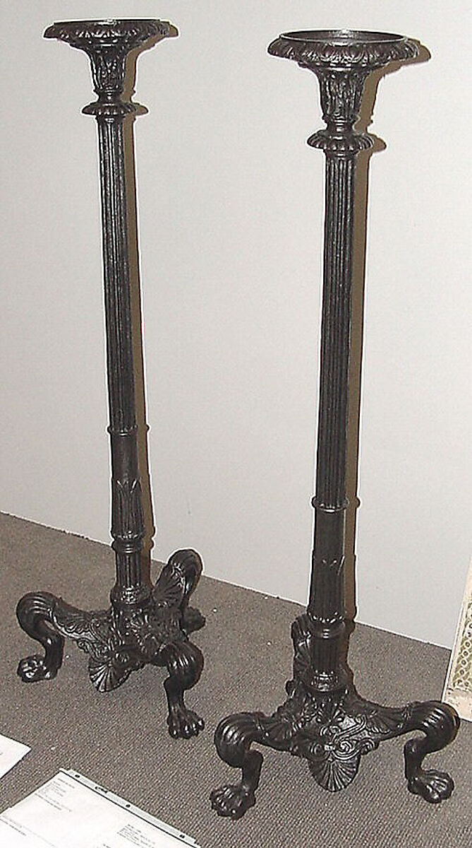 Pair of torchères, Possibly after a design by Karl Friedrich Schinkel (German, Neuruppin 1781–1841 Berlin), Cast iron, German, Berlin 