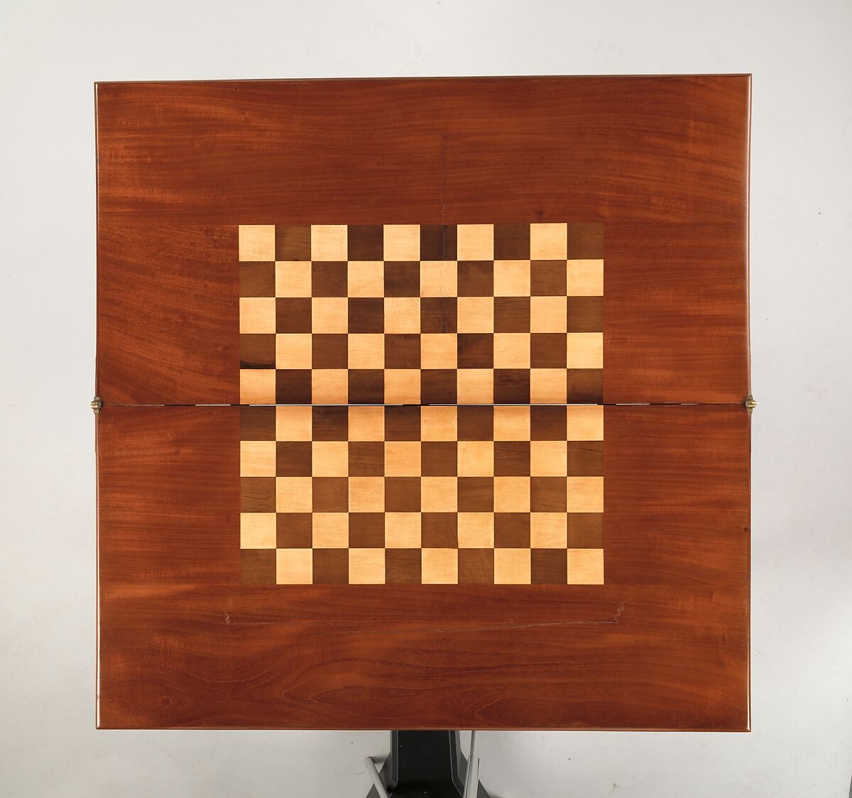 Game table, David Roentgen (German, Herrnhaag 1743–1807 Wiesbaden, master 1780), Oak and walnut, veneered with mahogany, maple, holly (the last two partially stained); iron, steel, brass, gilt bronze; felt and partially tooled and gilded leather, German, Neuwied am Rhine