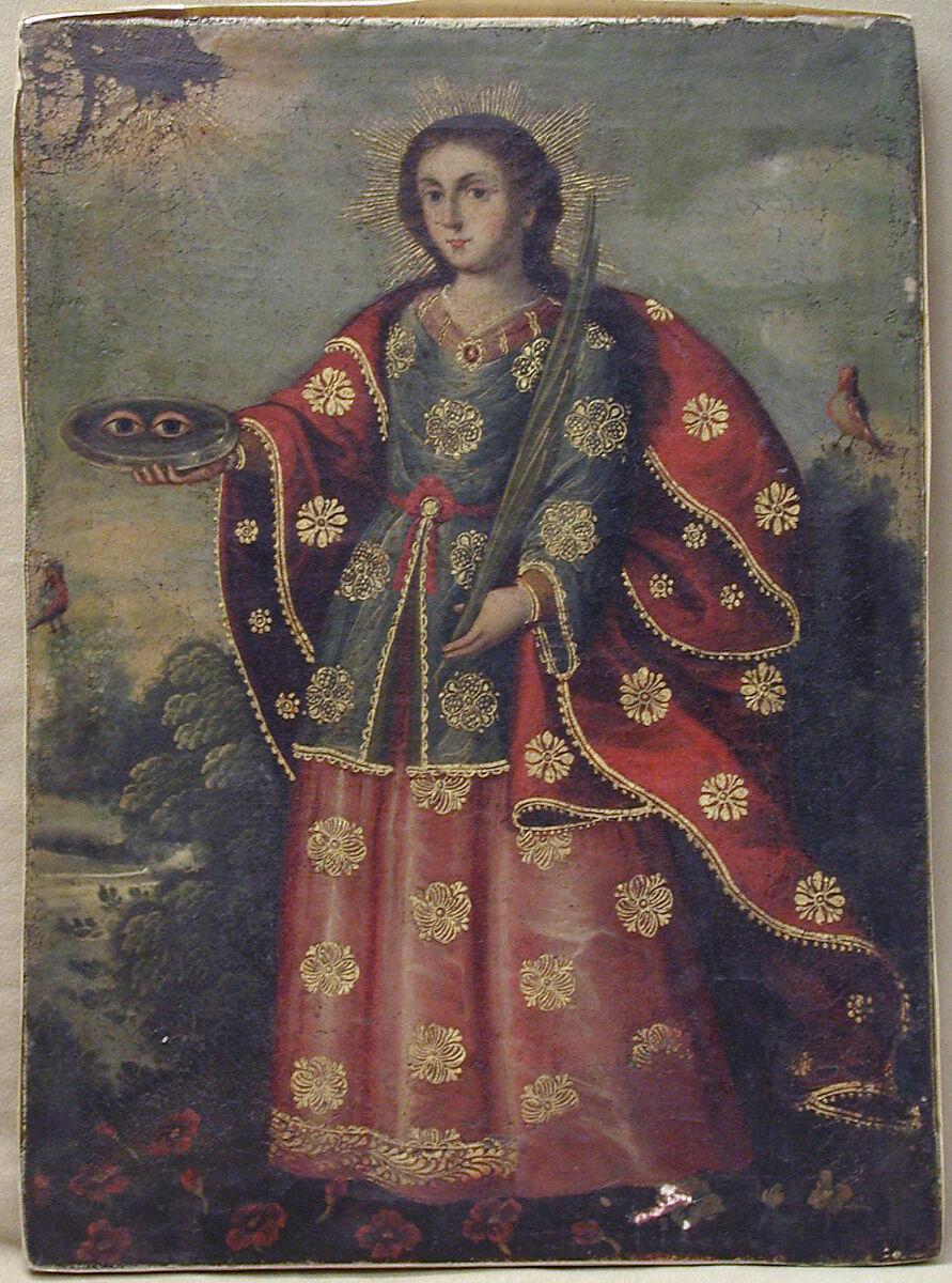 Saint Lucy, Oil on canvas (relined), probably Peruvian, Cuzco 