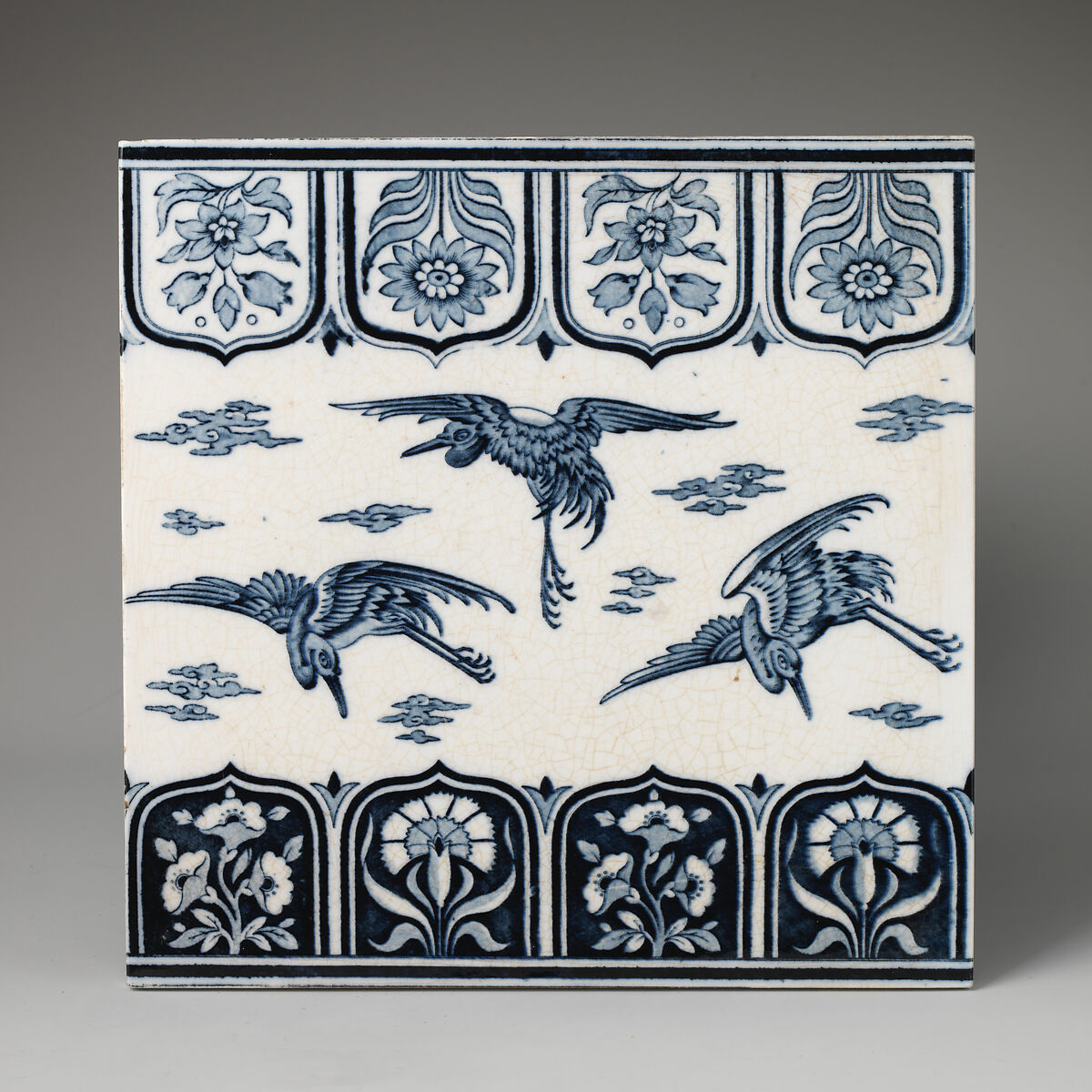 Tile, Christopher Dresser (British, Glasgow, Scotland 1834–1904 Mulhouse), Glazed earthenware, British, Stoke-on-Trent, Staffordshire 