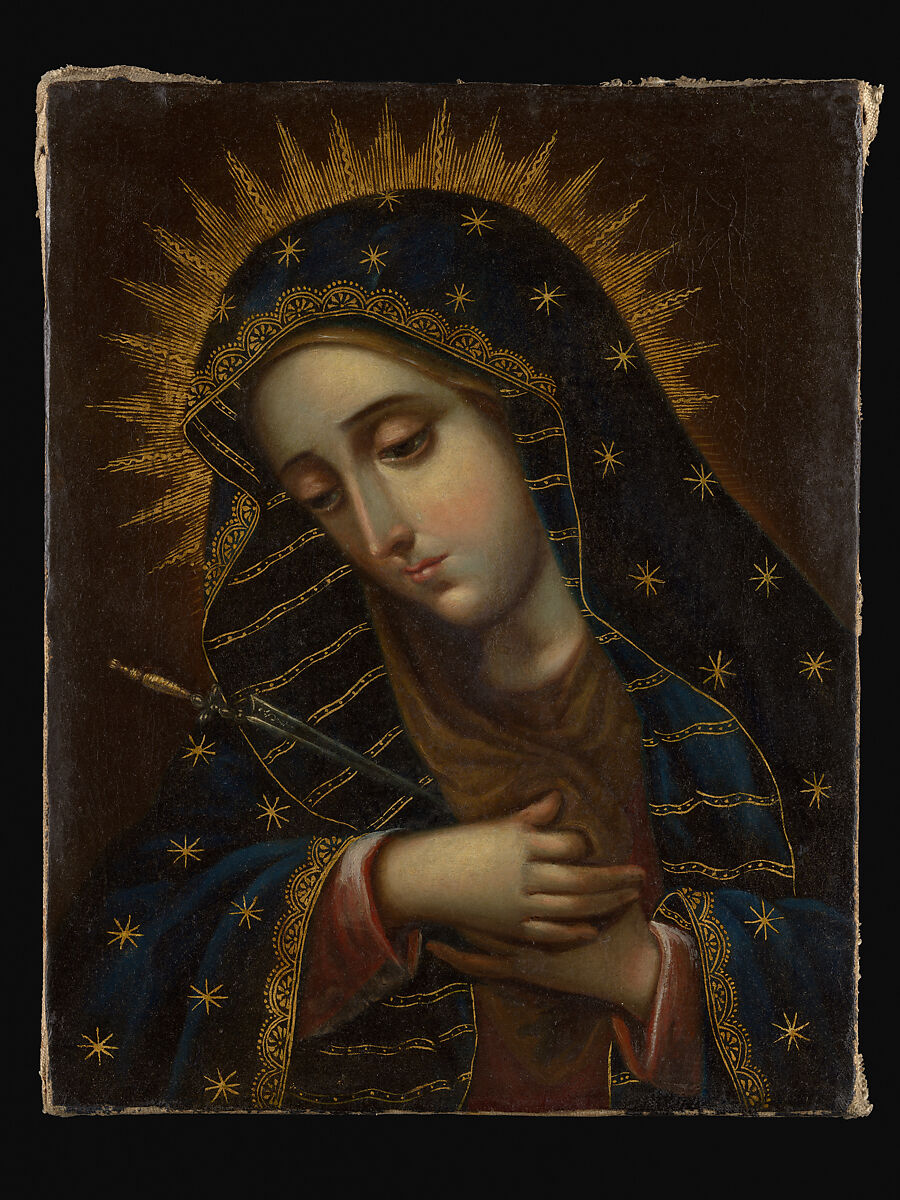The Virgin of Sorrows, Oil on canvas, Spanish Colonial 