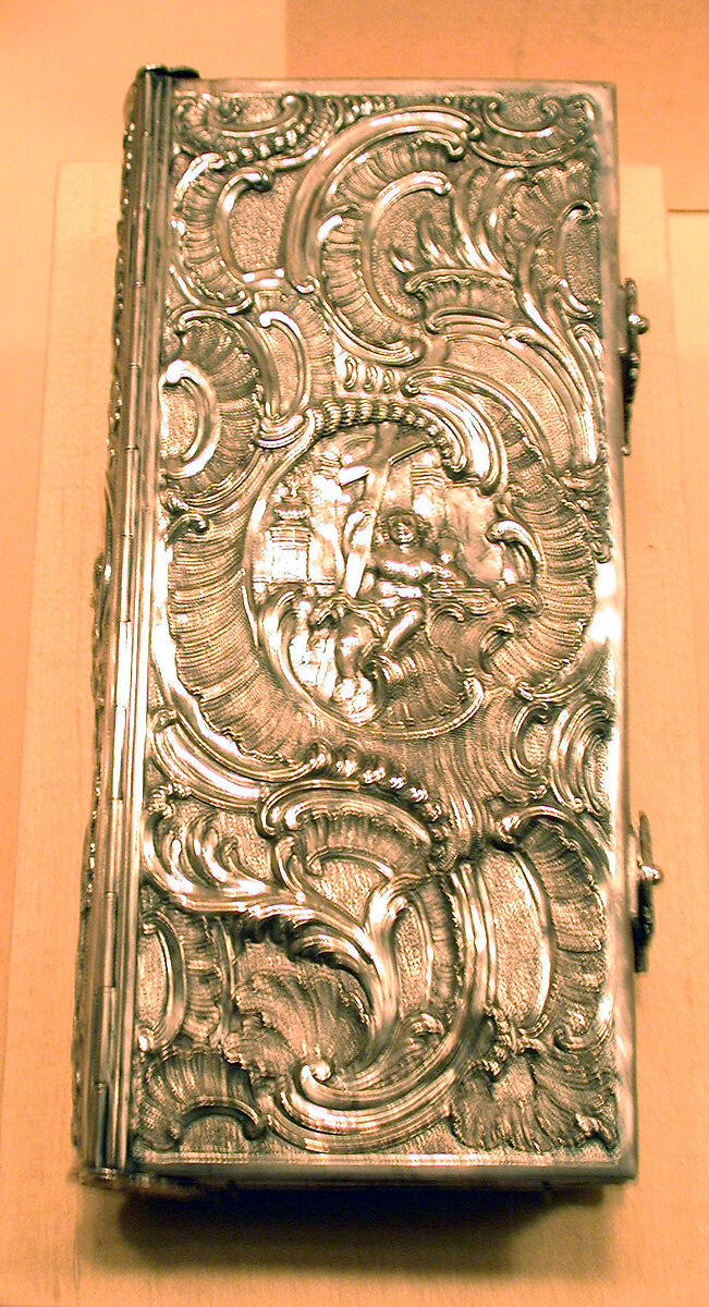 Book cover, Johann Jakob Bruglocher II (German, active 1710–52), Silver, remains of gilding, German, Augsburg 