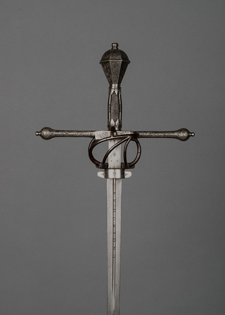 Rapier with Scabbard, Steel, silver, leather, German, Saxony
