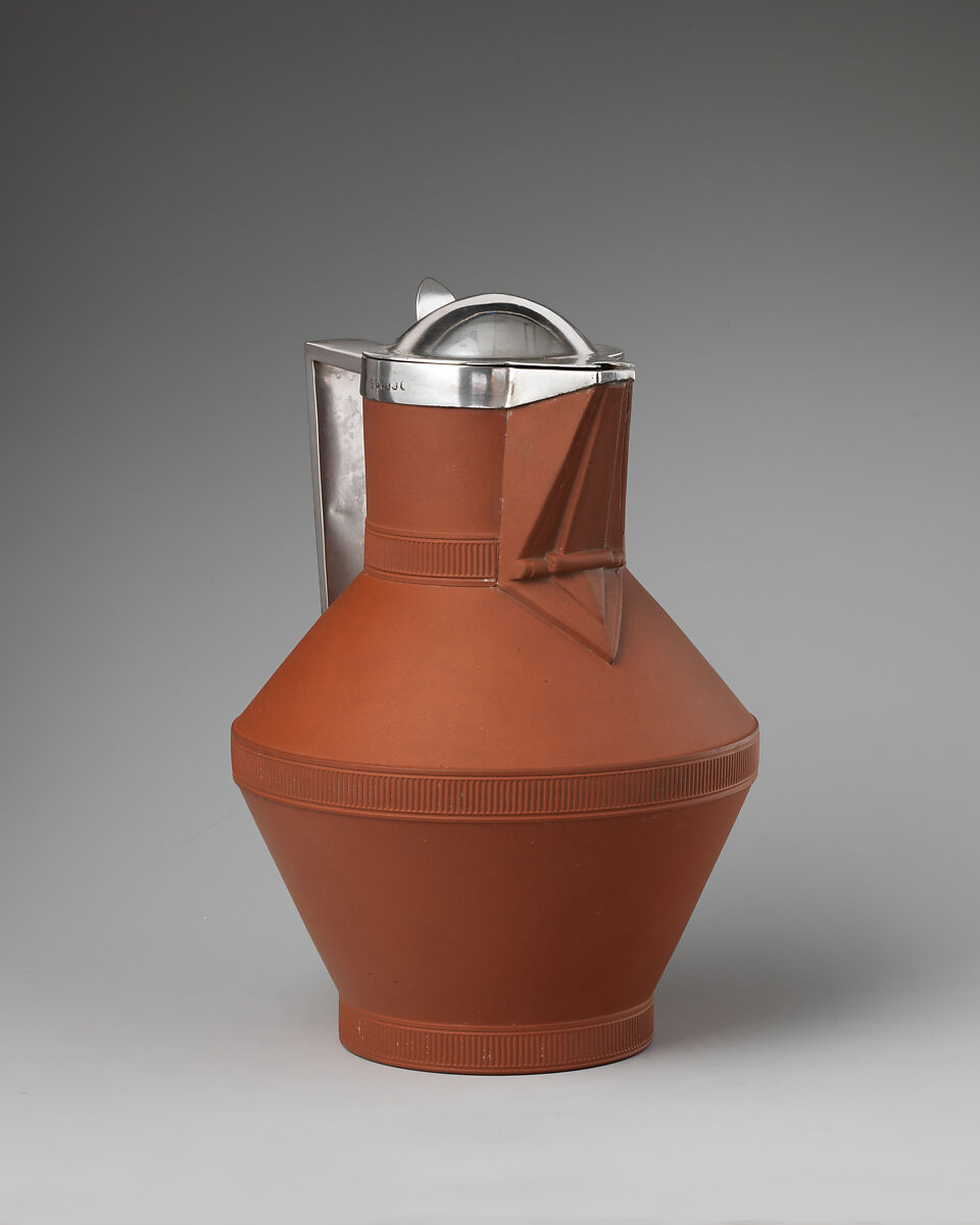 Jug, Christopher Dresser (British, Glasgow, Scotland 1834–1904 Mulhouse), Earthenware, silver mounts, British, Torquay