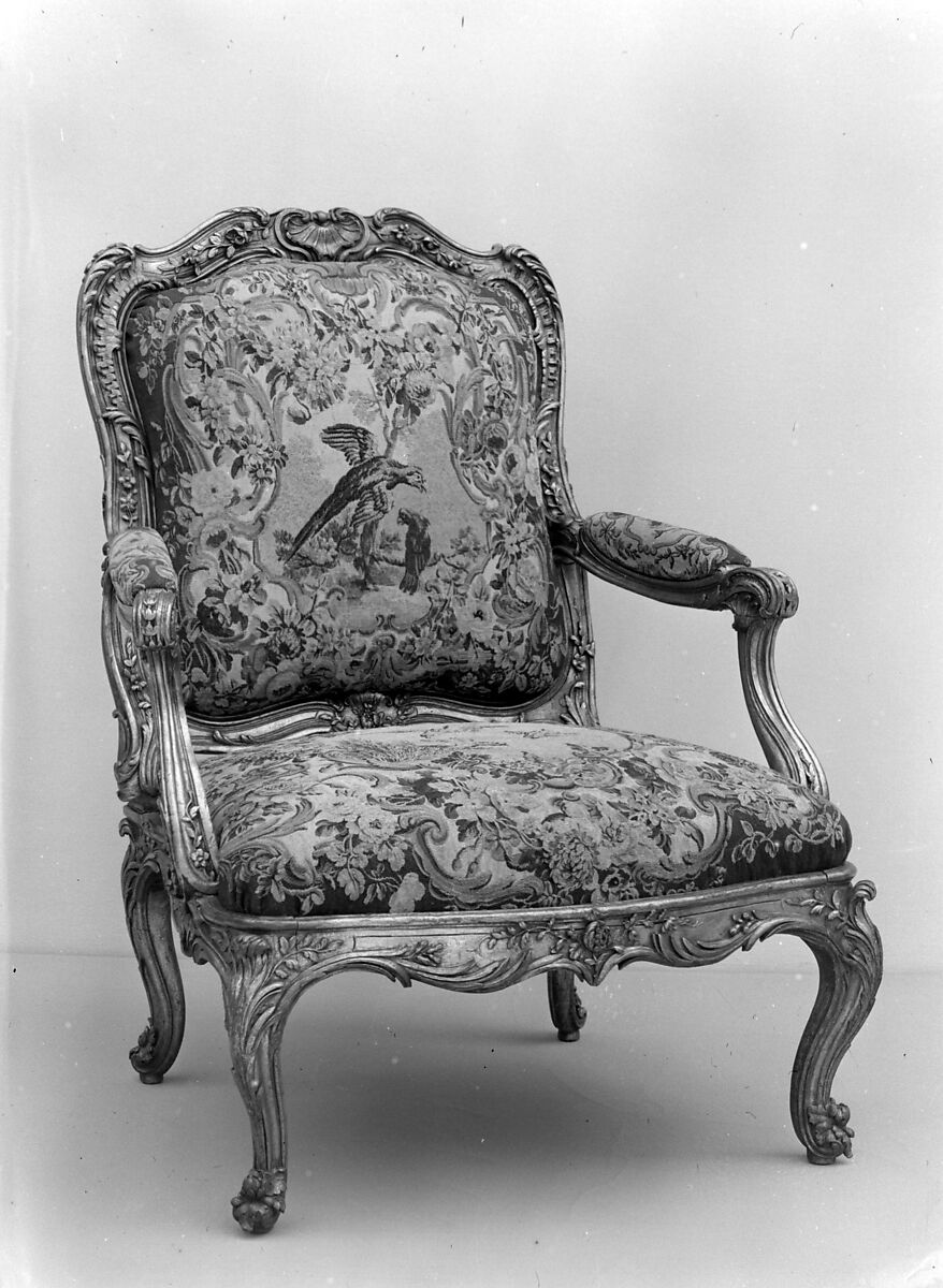 Armchair back, Beauvais, Wool and silk, French, Beauvais 