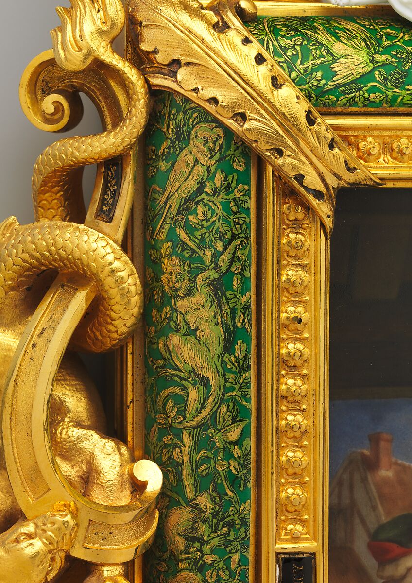 Plaque depicting Bernard Palissy, Sèvres Manufactory (French, 1740–present), Hard-paste porcelain decorated in polychrome enamels; gilt-bronze, polychrome enamel, biscuit-porcelain frame, French, Sèvres