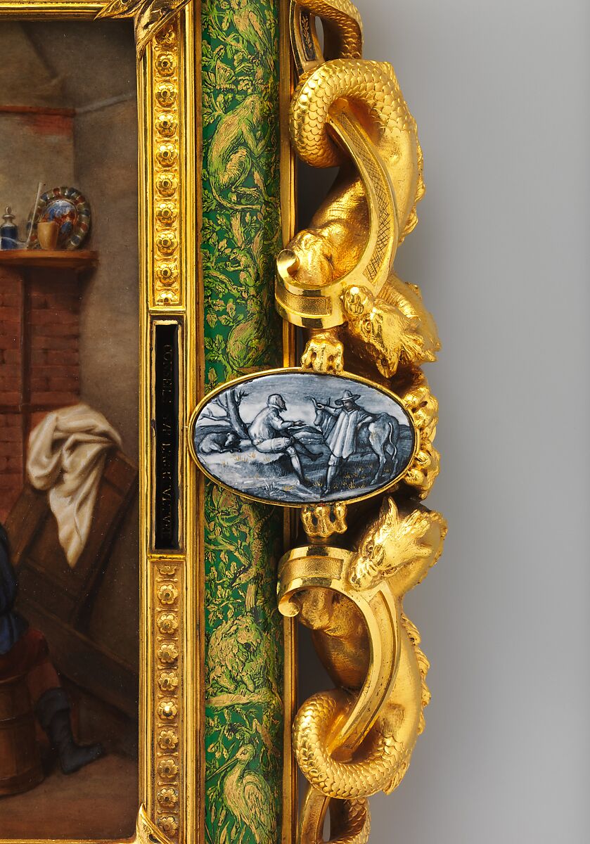 Plaque depicting Bernard Palissy, Sèvres Manufactory (French, 1740–present), Hard-paste porcelain decorated in polychrome enamels; gilt-bronze, polychrome enamel, biscuit-porcelain frame, French, Sèvres