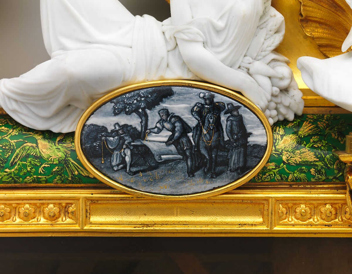 Plaque depicting Bernard Palissy, Sèvres Manufactory (French, 1740–present), Hard-paste porcelain decorated in polychrome enamels; gilt-bronze, polychrome enamel, biscuit-porcelain frame, French, Sèvres