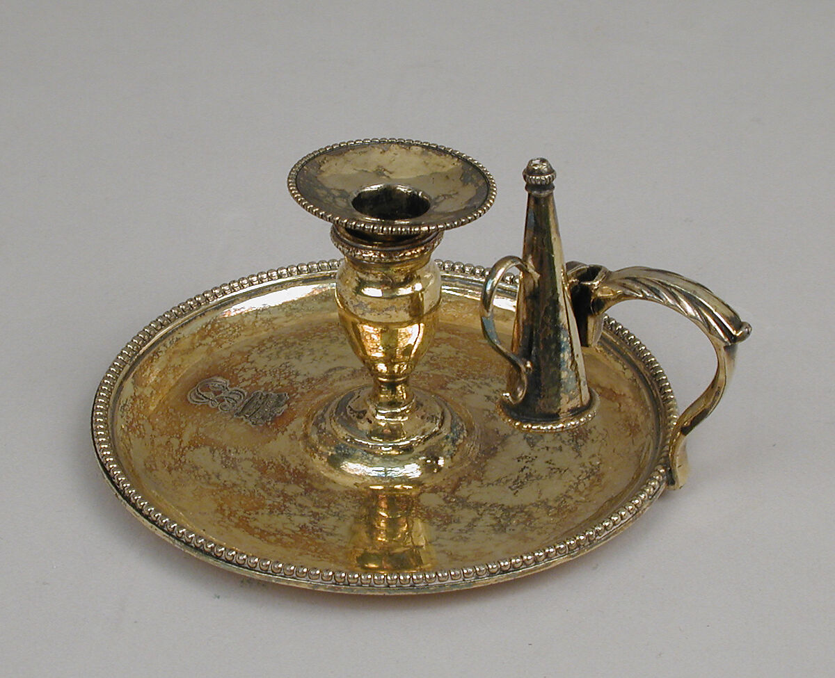 Taperstick, Samuel Meriton (British, active from 1739), Silver gilt, British, London 