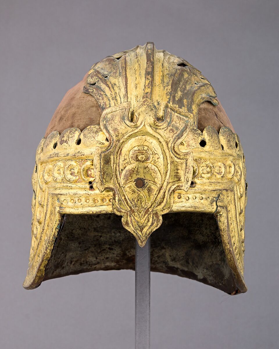 Sallet alla Veneziana, Steel, copper alloy, gold, velvet, Italian