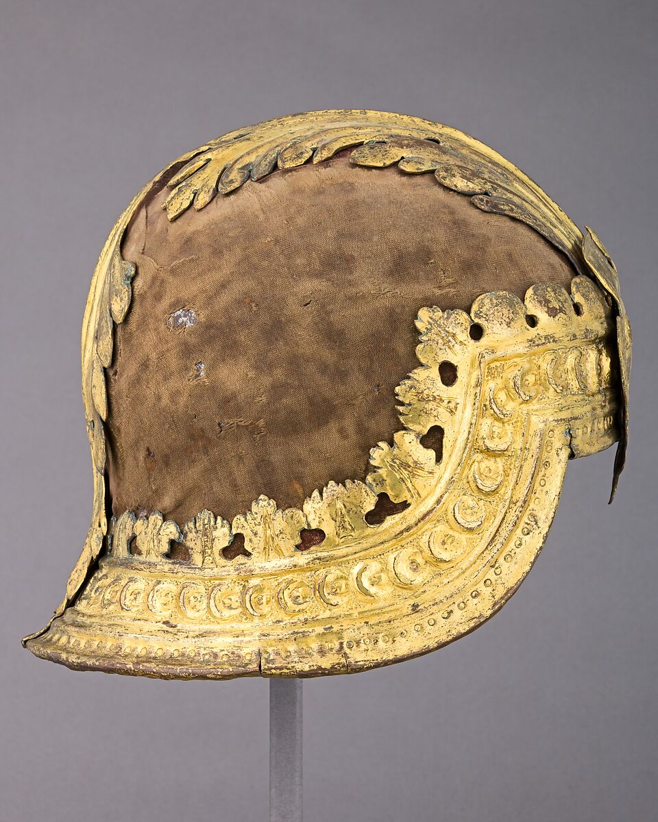 Sallet alla Veneziana, Steel, copper alloy, gold, velvet, Italian