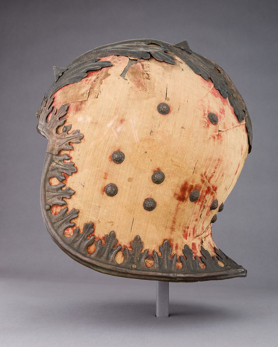 Sallet "in the Venetian Style", Steel, gold, copper, textile, leather, Italian
