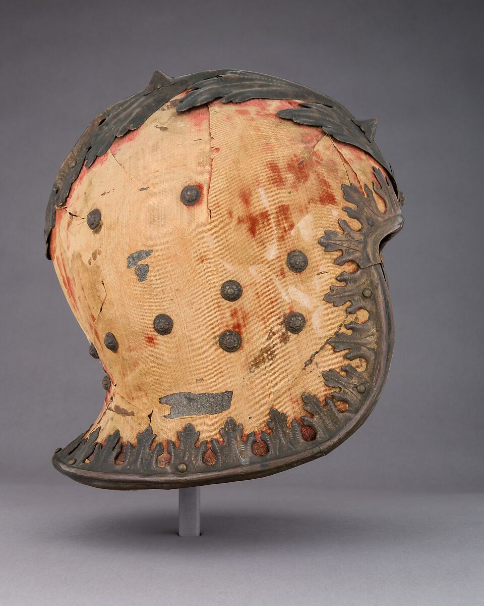 Sallet "in the Venetian Style", Steel, gold, copper, textile, leather, Italian