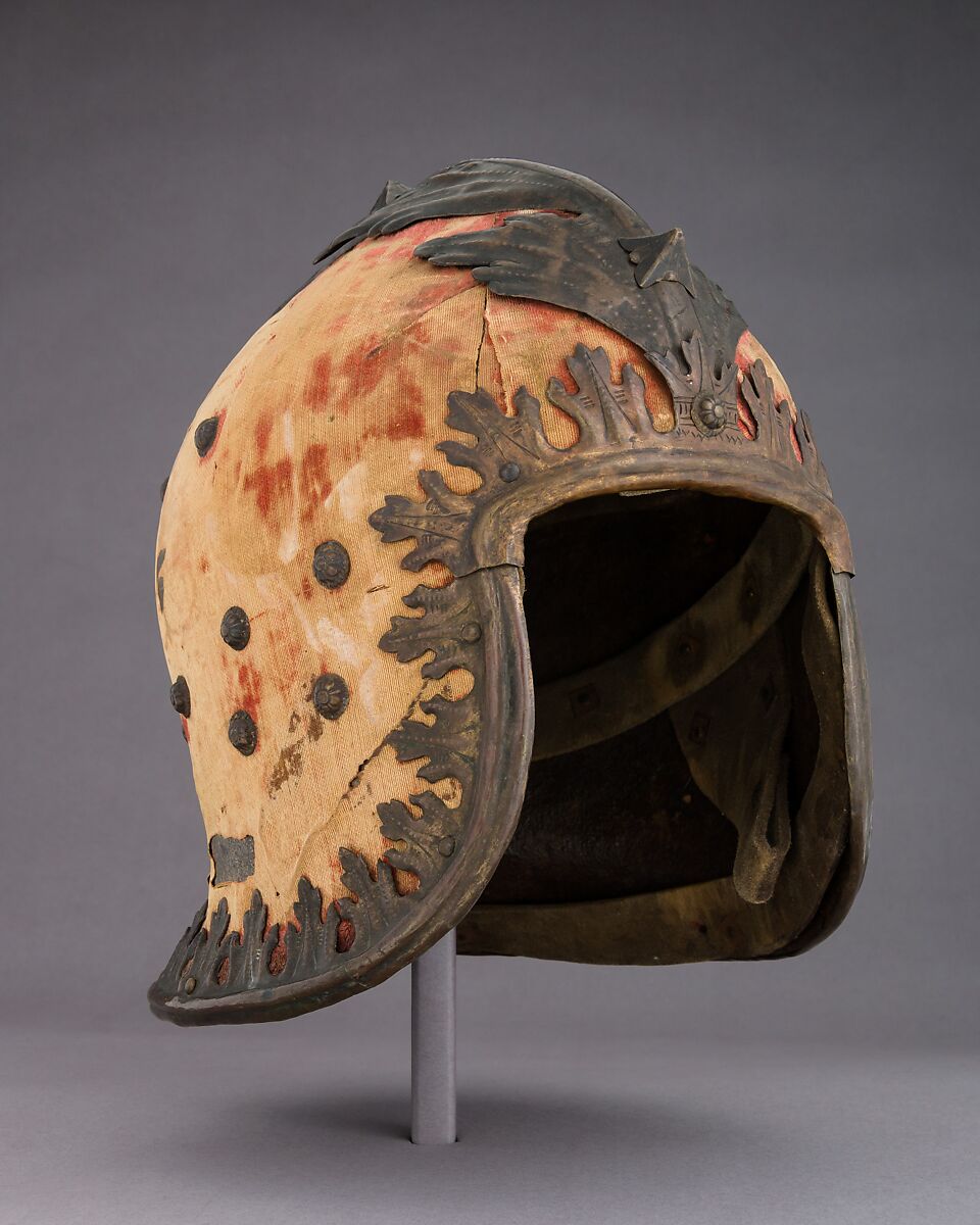 Sallet "in the Venetian Style", Steel, gold, copper, textile, leather, Italian