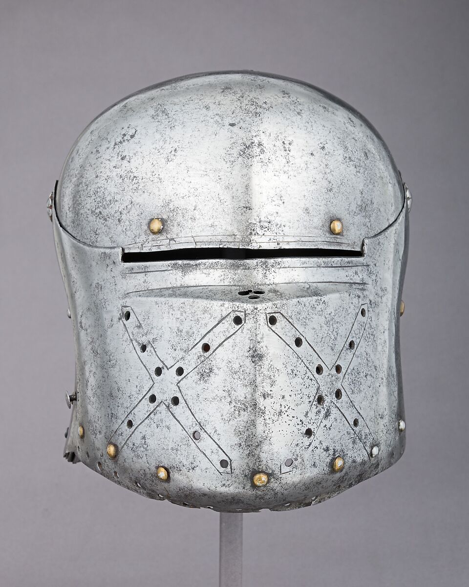 Sallet, Steel, copper alloy, leather, German