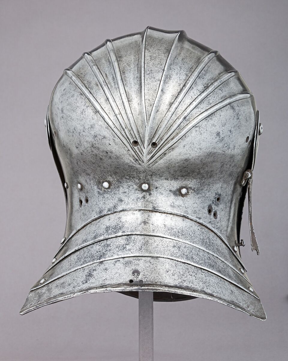 Close Helmet, Hans Maystetter (Austrian, Innsbruck, documented 1508–33), Steel, leather, Austrian, Innsbruck