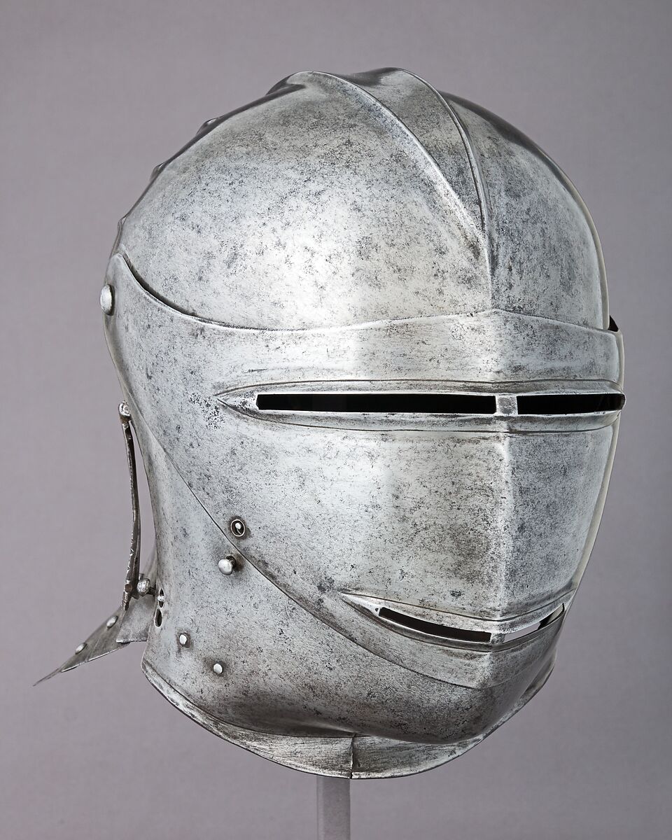Close Helmet, Hans Maystetter (Austrian, Innsbruck, documented 1508–33), Steel, leather, Austrian, Innsbruck