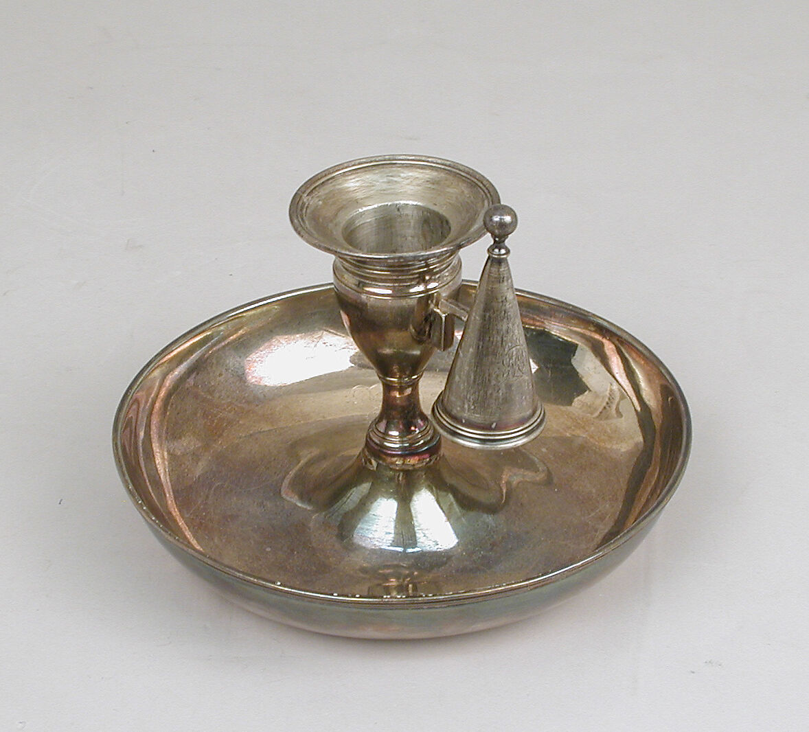 Chamber candlestick (one of a pair), John Mewburn, Silver, British, London 