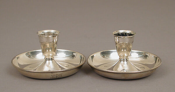 Pair of nesting chambersticks, Silver, American