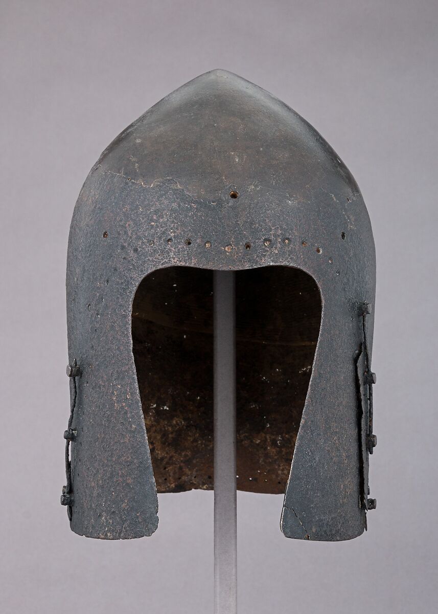 Bascinet, Steel, plaster, Italian