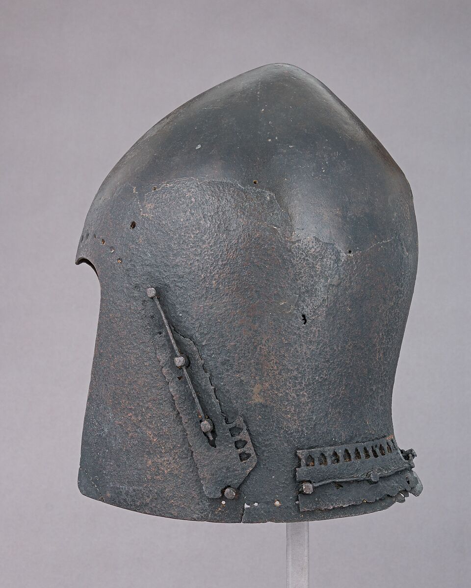 Bascinet, Steel, plaster, Italian