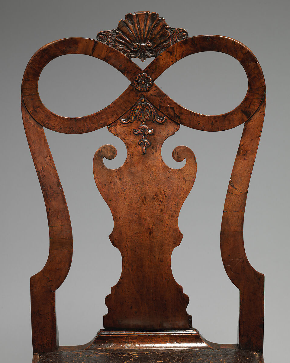 Side chair (one of a pair), Walnut, walnut veneer, British