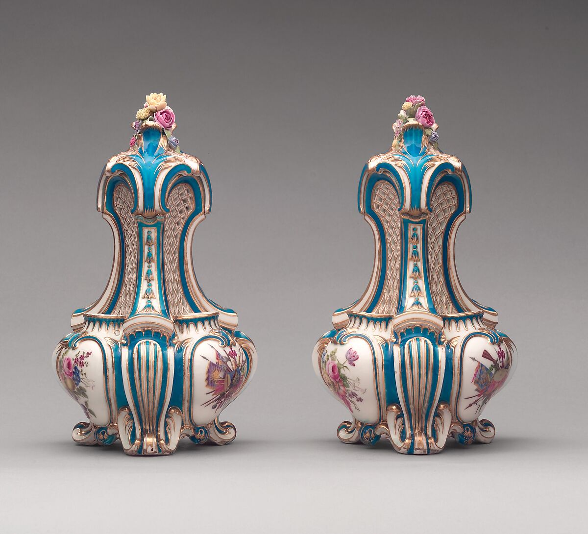 Vase with cover (vase pot-pourri triangle) (one of a pair), Sèvres Manufactory (French, 1740–present), Soft-paste porcelain, French, Sèvres