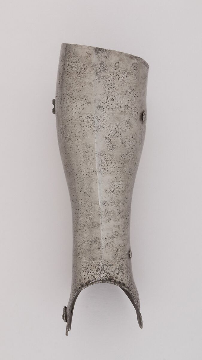 Pair of Greaves, Steel, leather, Italian