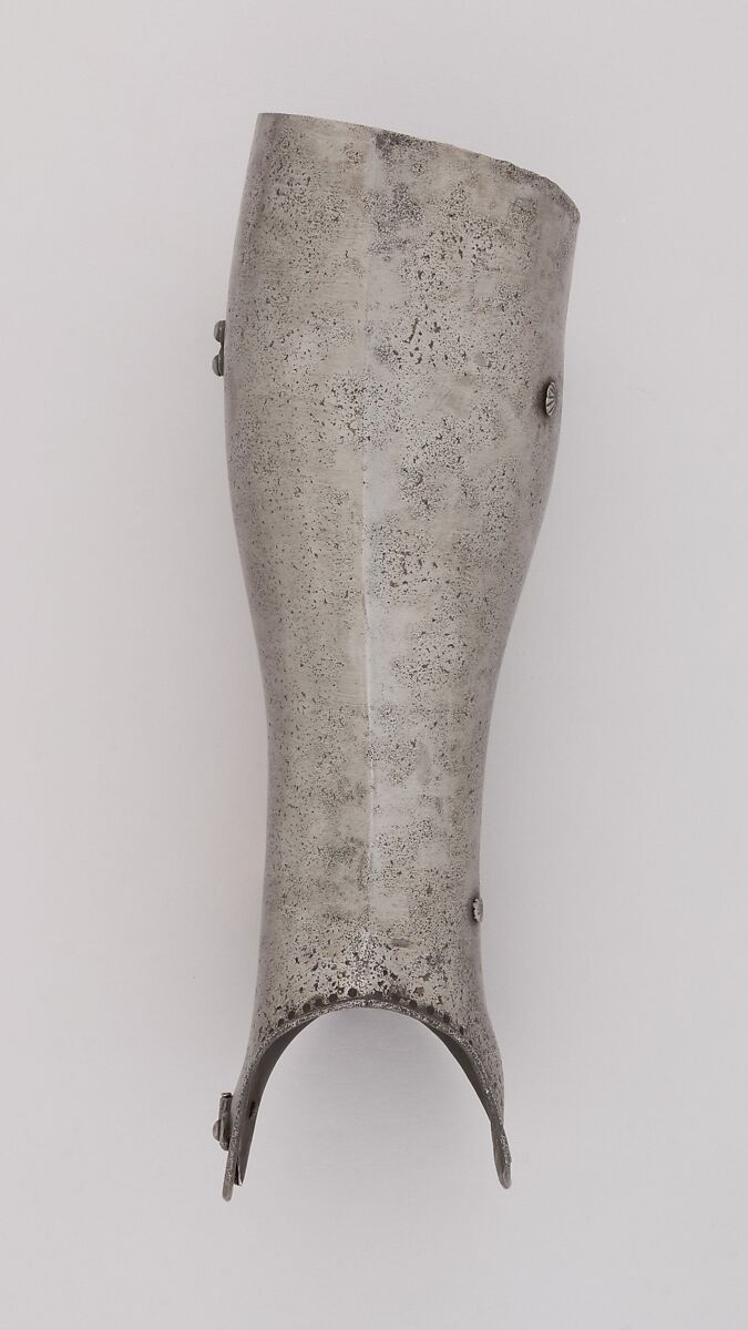 Pair of Greaves, Steel, leather, Italian