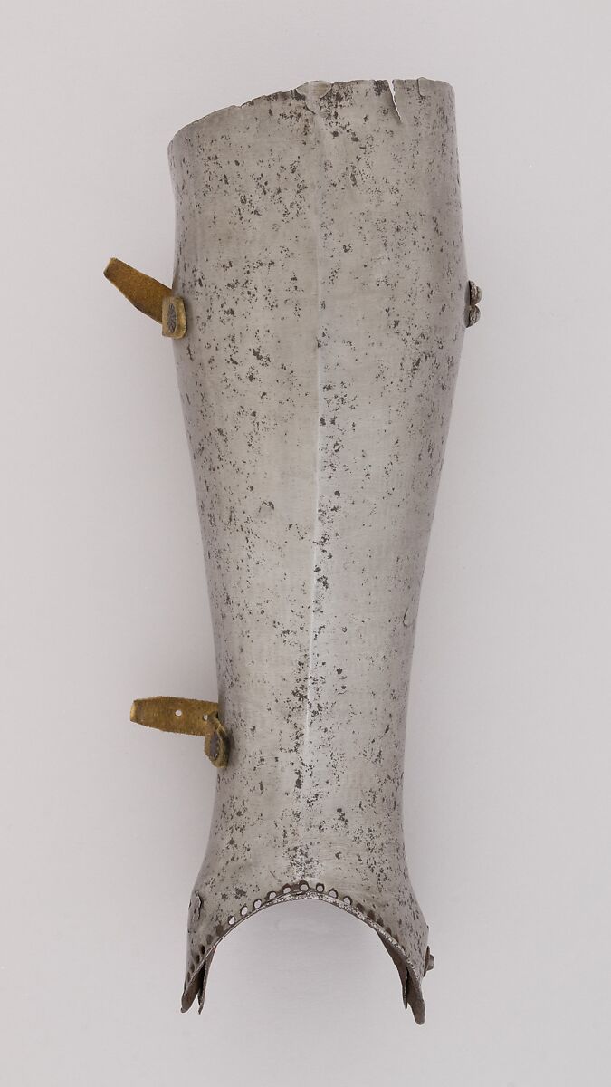 Pair of Greaves, Steel, leather, Italian
