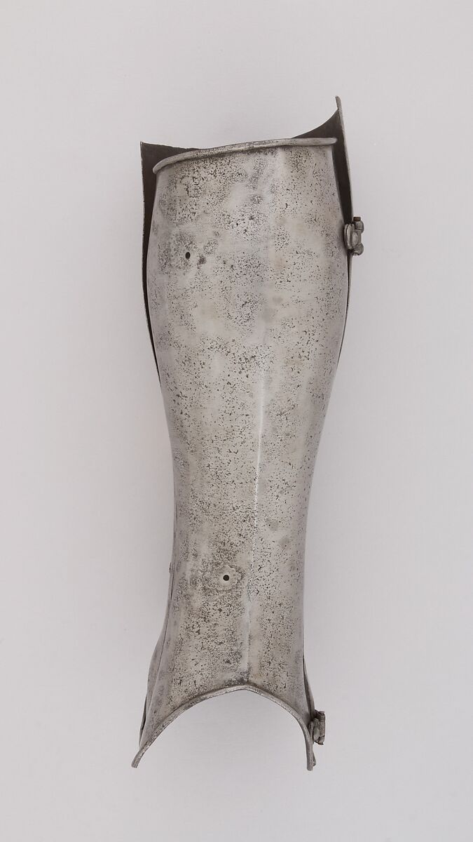 Pair of Greaves, Steel, leather, Italian