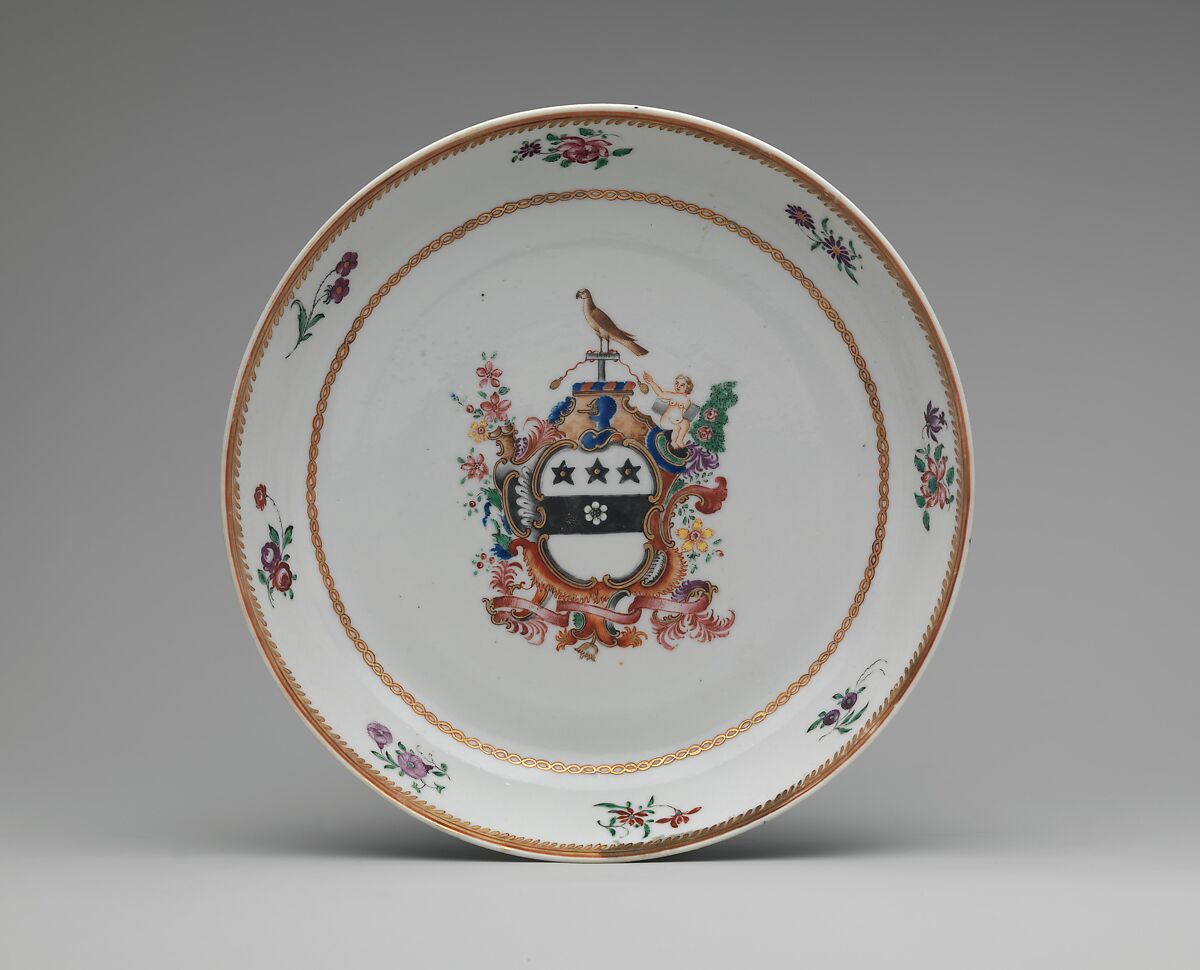 Covered Two-handled Bowl and Tray, Hard-paste porcelain, Chinese, for American market