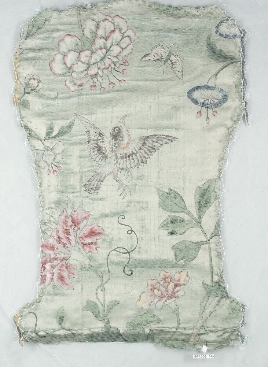 Upholstery panels for a side chair, Silk, painted, German, Würzburg