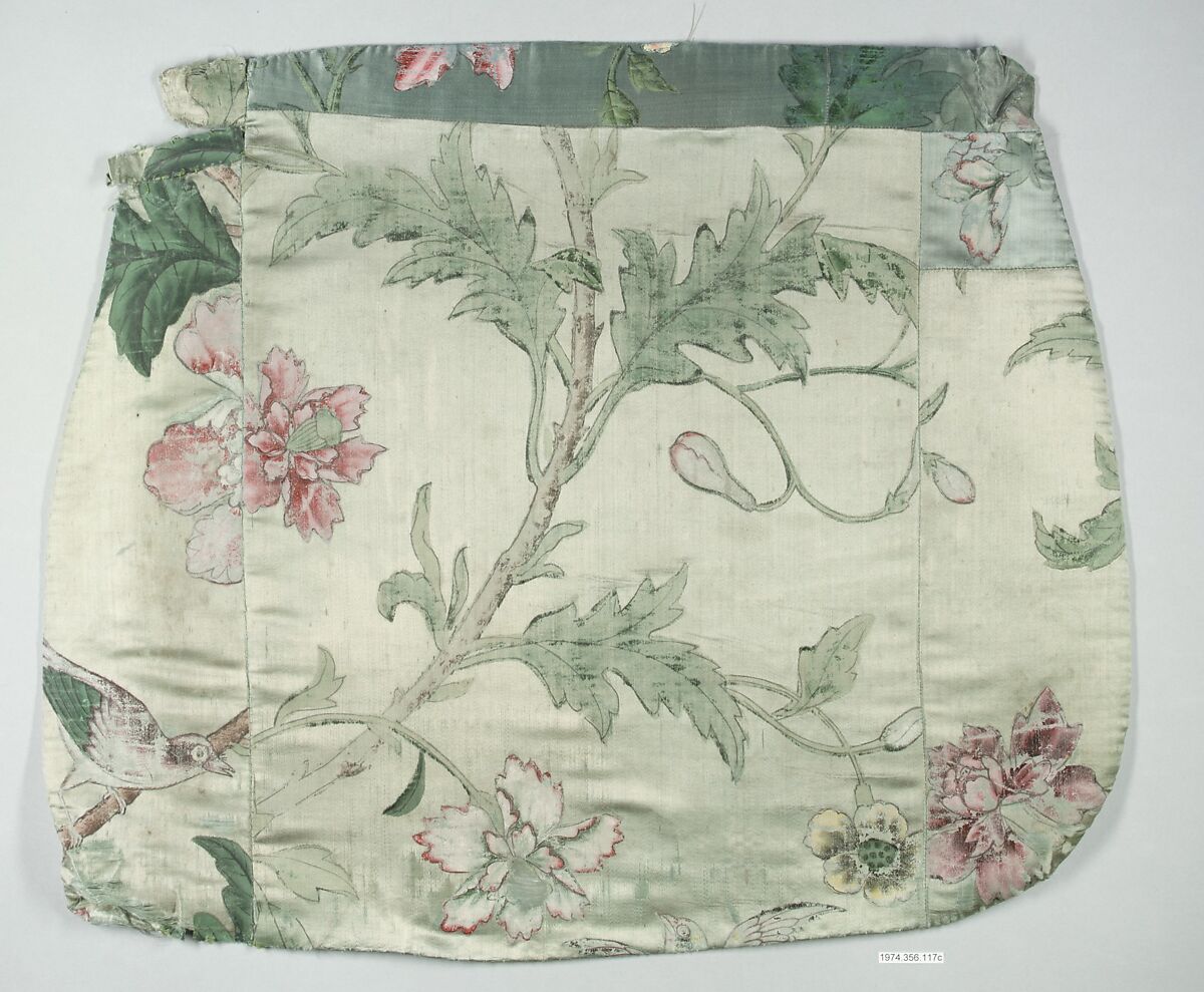 Upholstery panels for a side chair, Silk, painted, German, Würzburg