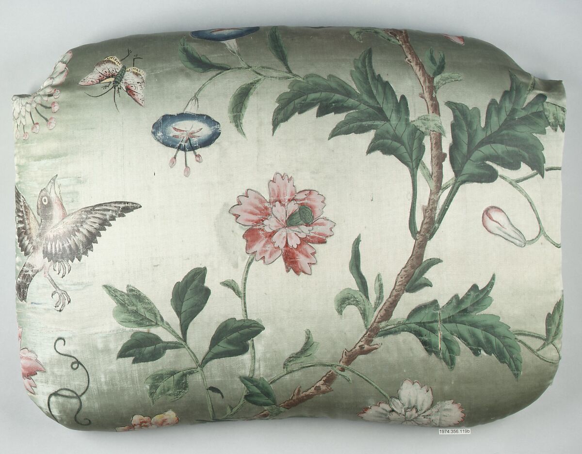 Upholstery panels for an armchair, Silk, painted, German, Würzburg