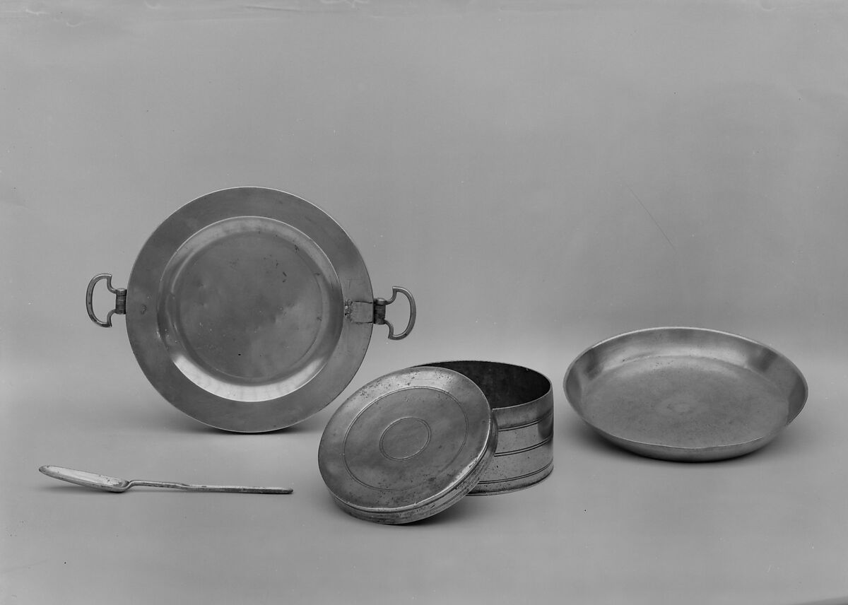 Covered Box, Joseph Leddel Sr. (ca. 1690–1754), Pewter, American