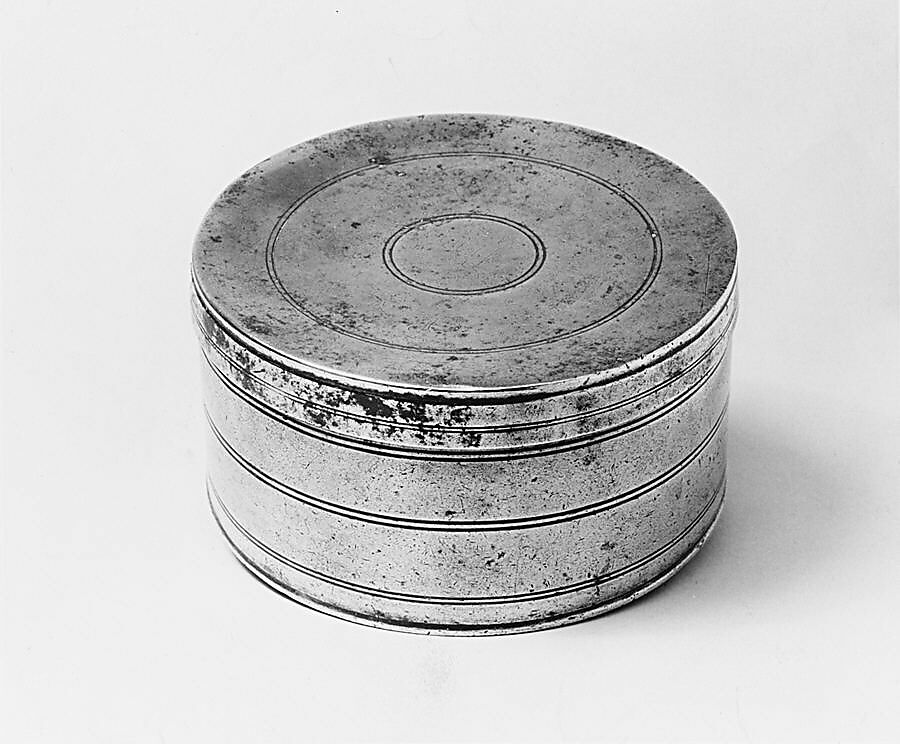 Covered Box, Joseph Leddel Sr. (ca. 1690–1754), Pewter, American 