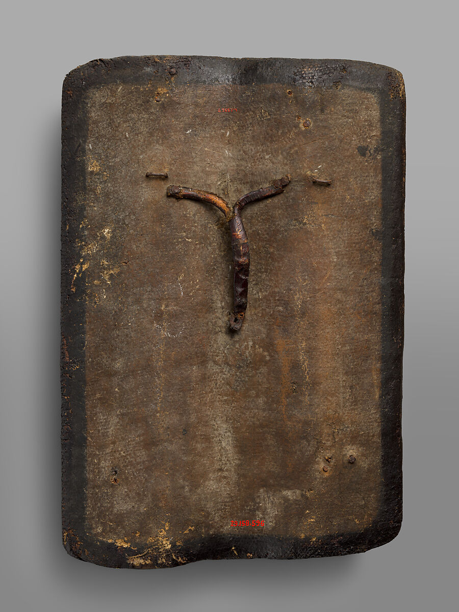 Shield (Pavise), Wood, leather, gesso, silver foil, polychromy, German, Saxon