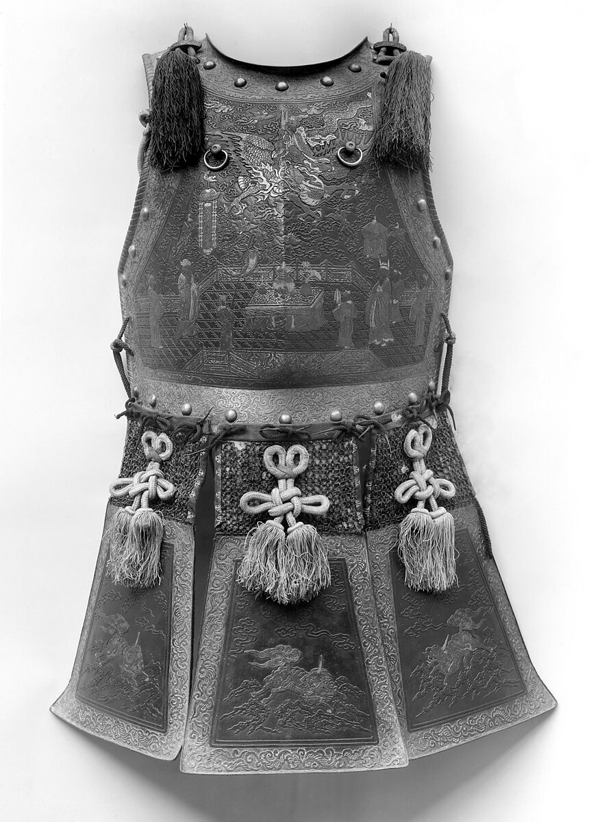 Armor (<i>Gusoku</i>), Helmet signed by Saotome Ietada (Japanese, Edo period, active early–mid-19th century), Iron, silk, copper, gold, Japanese and European