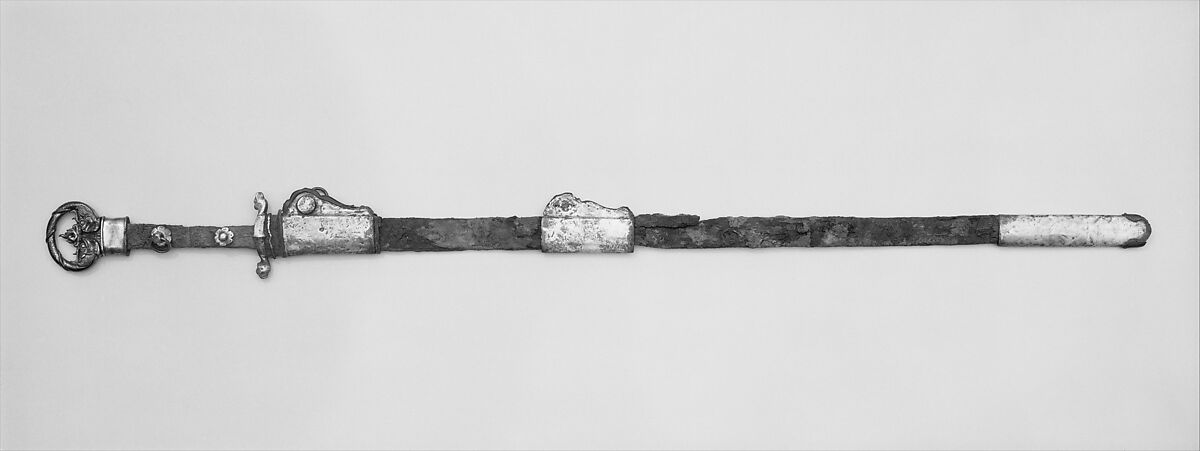 Sword with Scabbard Mounts, Iron, bronze, gold, silver, wood, Chinese