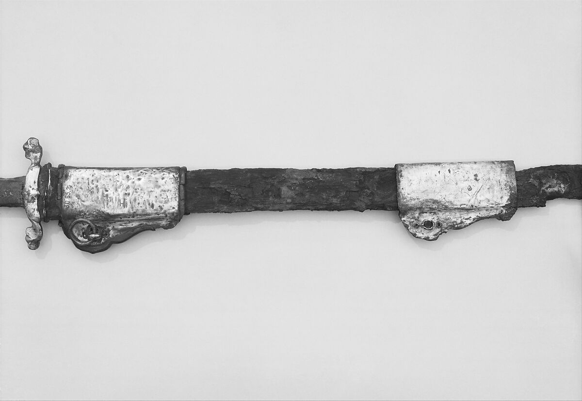 Sword with Scabbard Mounts, Iron, bronze, gold, silver, wood, Chinese